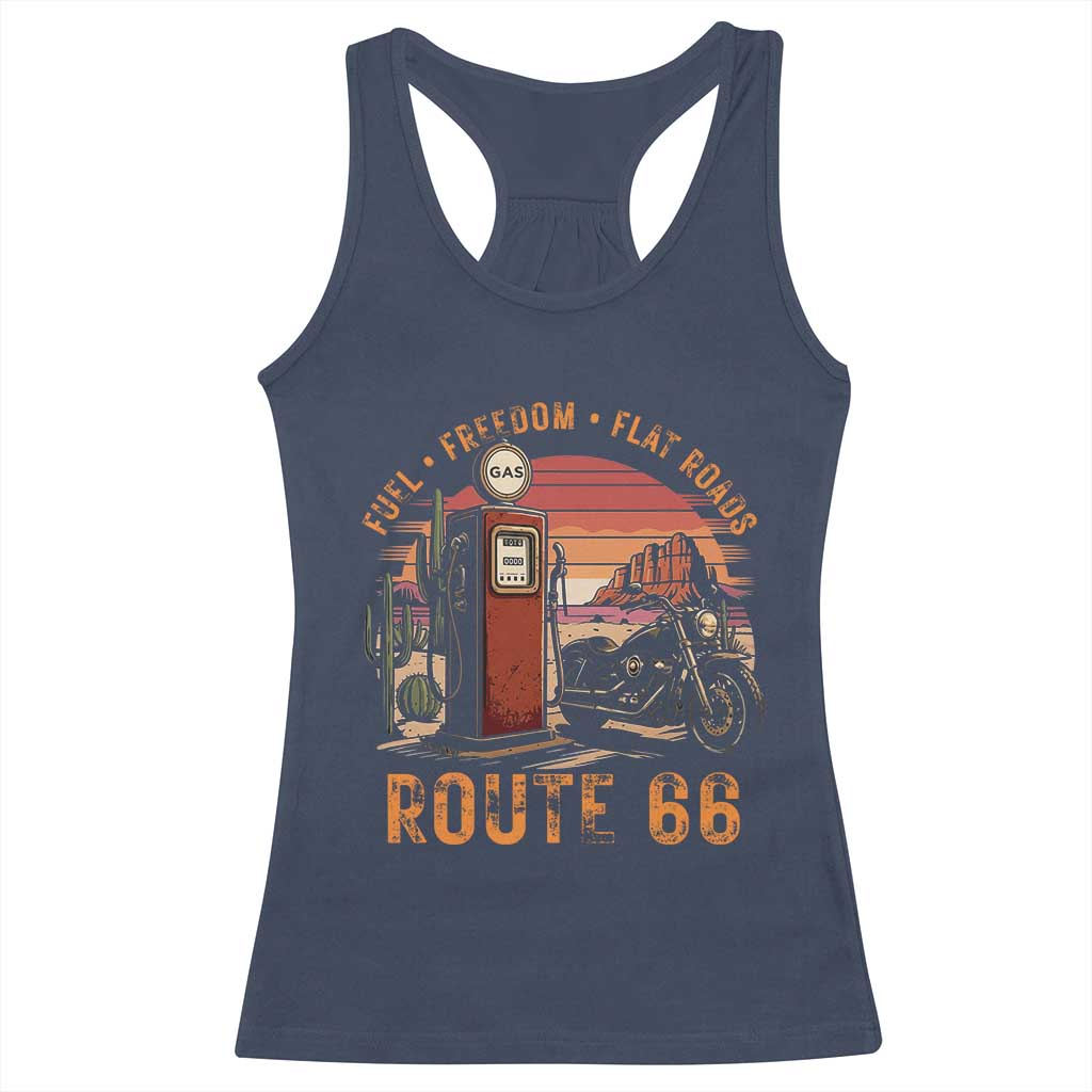 Vintage Route Highway 66 Gas Pump Racerback Tank Top Fuel Freedom Flat Roads