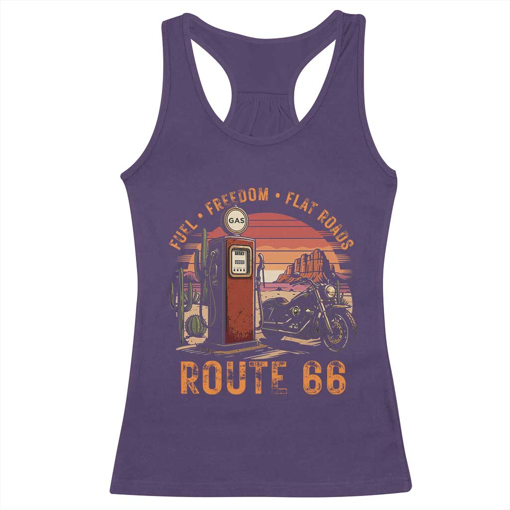 Vintage Route Highway 66 Gas Pump Racerback Tank Top Fuel Freedom Flat Roads