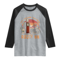 Vintage Route Highway 66 Gas Pump Raglan Shirt Fuel Freedom Flat Roads