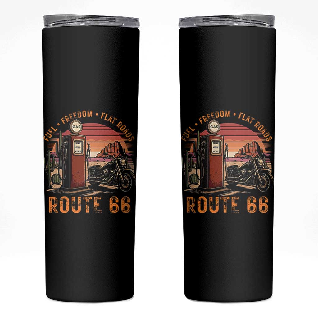 Vintage Route Highway 66 Gas Pump Skinny Tumbler Fuel Freedom Flat Roads