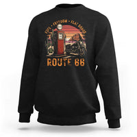 Vintage Route Highway 66 Gas Pump Sweatshirt Fuel Freedom Flat Roads