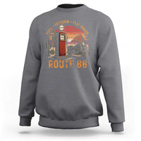 Vintage Route Highway 66 Gas Pump Sweatshirt Fuel Freedom Flat Roads