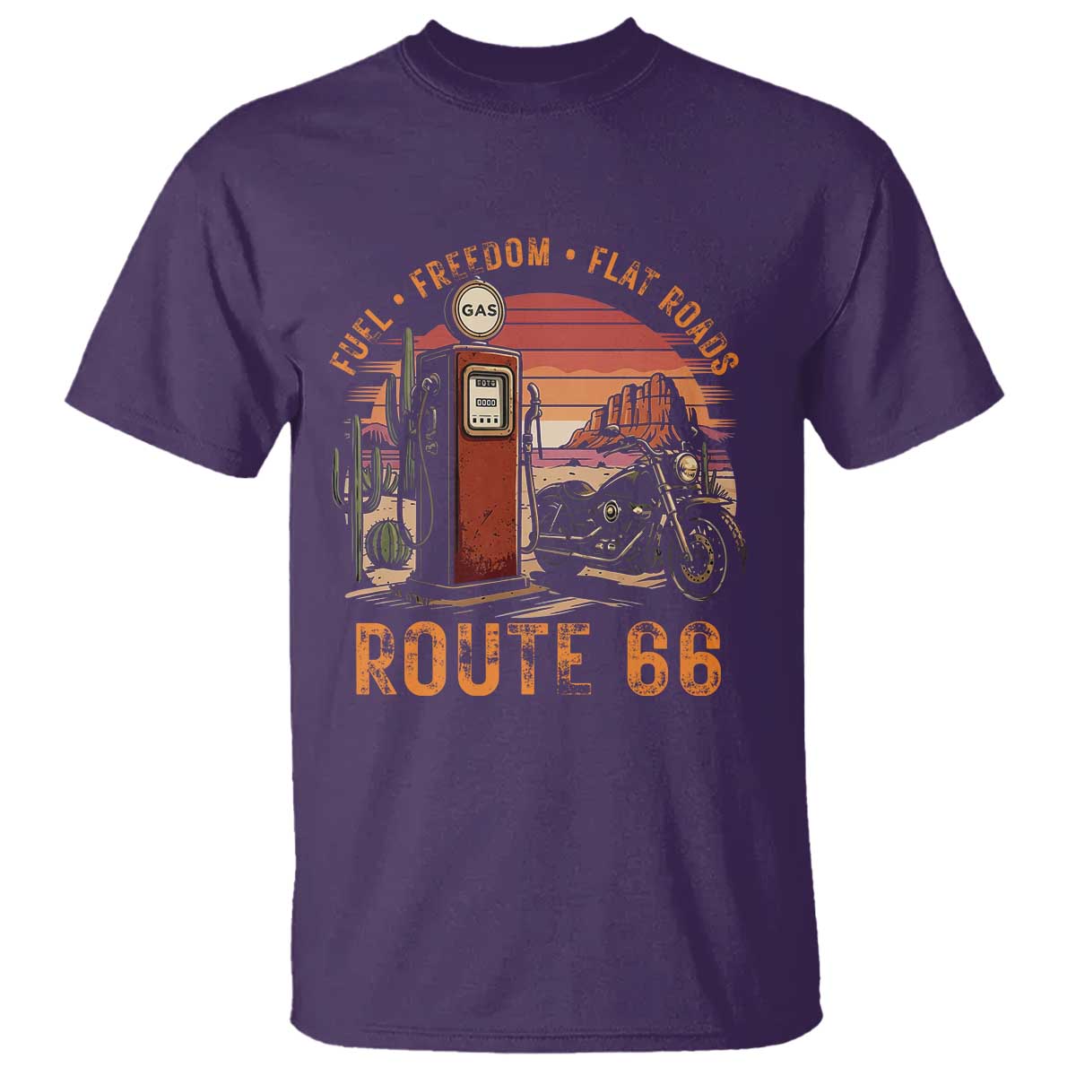 Vintage Route Highway 66 Gas Pump T Shirt Fuel Freedom Flat Roads