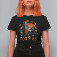 Vintage Route Highway 66 Gas Pump T Shirt For Women Fuel Freedom Flat Roads