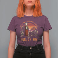 Vintage Route Highway 66 Gas Pump T Shirt For Women Fuel Freedom Flat Roads