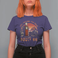 Vintage Route Highway 66 Gas Pump T Shirt For Women Fuel Freedom Flat Roads
