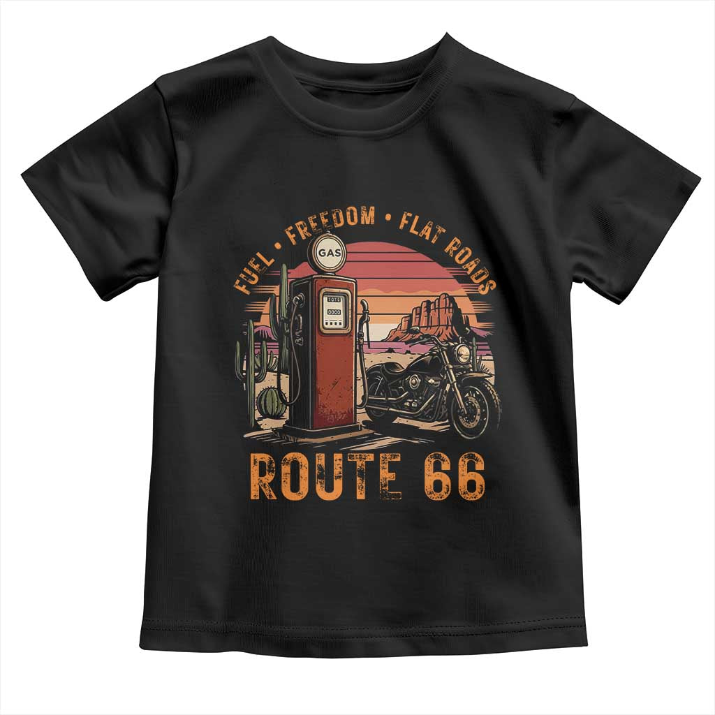 Vintage Route Highway 66 Gas Pump Toddler T Shirt Fuel Freedom Flat Roads