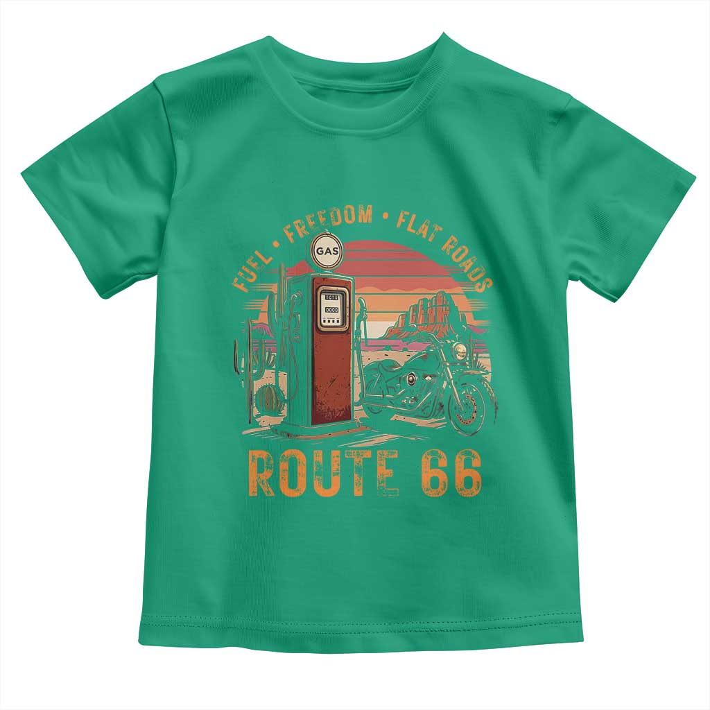 Vintage Route Highway 66 Gas Pump Toddler T Shirt Fuel Freedom Flat Roads