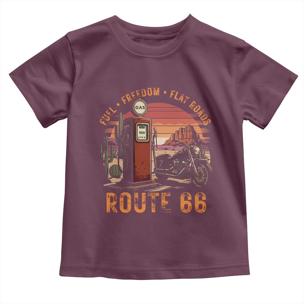 Vintage Route Highway 66 Gas Pump Toddler T Shirt Fuel Freedom Flat Roads