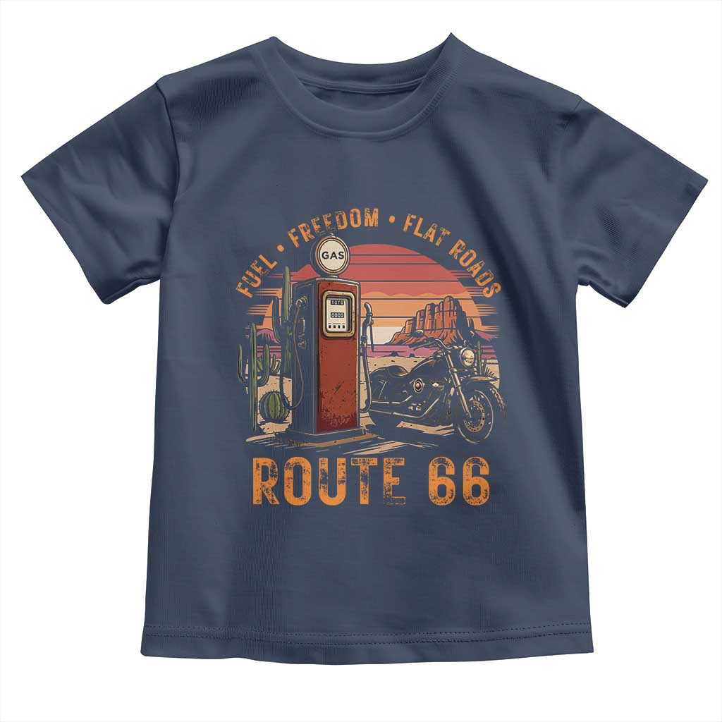 Vintage Route Highway 66 Gas Pump Toddler T Shirt Fuel Freedom Flat Roads