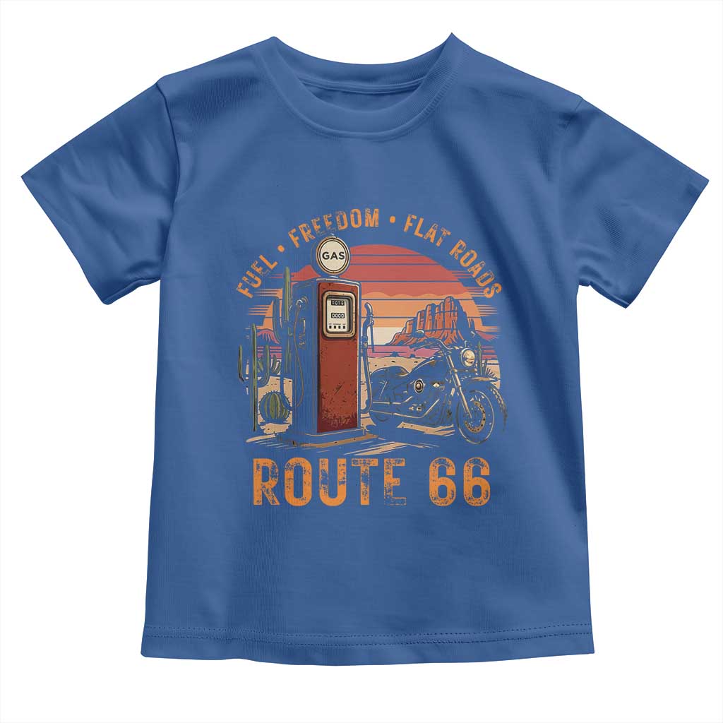 Vintage Route Highway 66 Gas Pump Toddler T Shirt Fuel Freedom Flat Roads