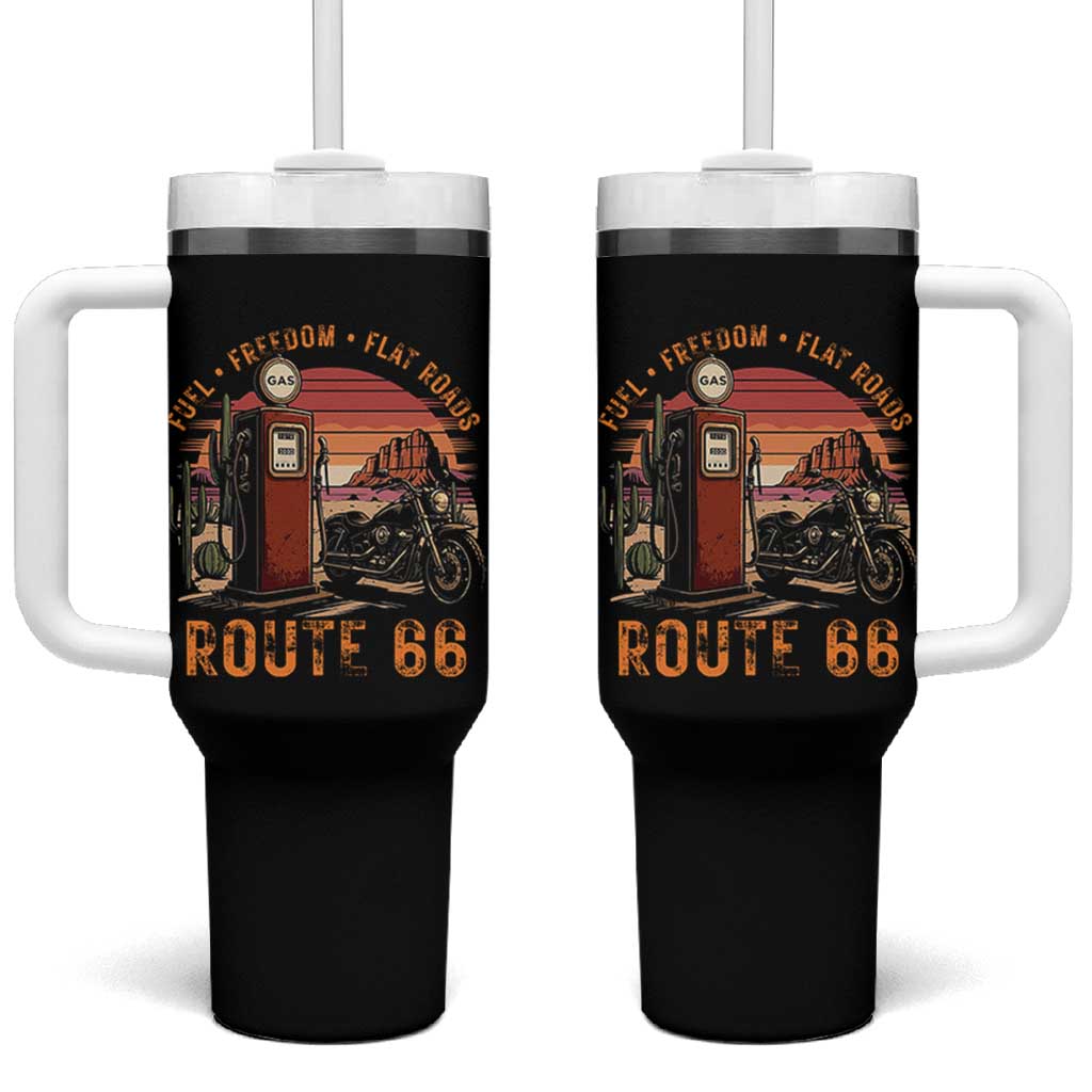 Vintage Route Highway 66 Gas Pump Tumbler With Handle Fuel Freedom Flat Roads