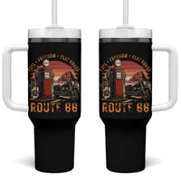 Vintage Route Highway 66 Gas Pump Tumbler With Handle Fuel Freedom Flat Roads