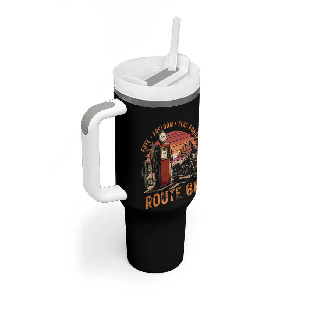 Vintage Route Highway 66 Gas Pump Tumbler With Handle Fuel Freedom Flat Roads