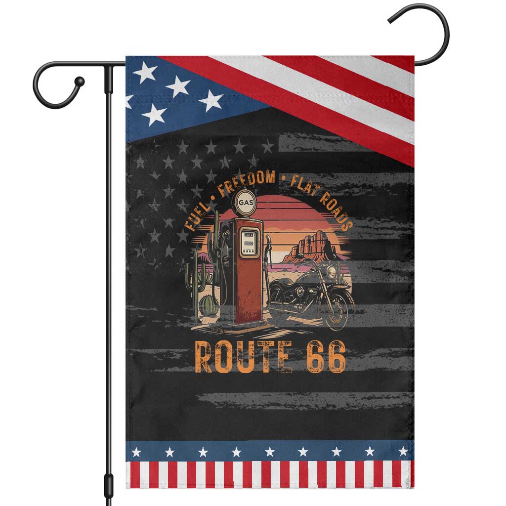 Vintage Route Highway 66 Gas Pump Garden Flag Fuel Freedom Flat Roads
