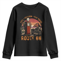 Vintage Route Highway 66 Gas Pump Youth Sweatshirt Fuel Freedom Flat Roads