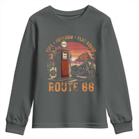 Vintage Route Highway 66 Gas Pump Youth Sweatshirt Fuel Freedom Flat Roads
