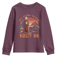 Vintage Route Highway 66 Gas Pump Youth Sweatshirt Fuel Freedom Flat Roads