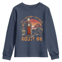 Vintage Route Highway 66 Gas Pump Youth Sweatshirt Fuel Freedom Flat Roads