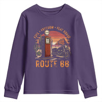 Vintage Route Highway 66 Gas Pump Youth Sweatshirt Fuel Freedom Flat Roads