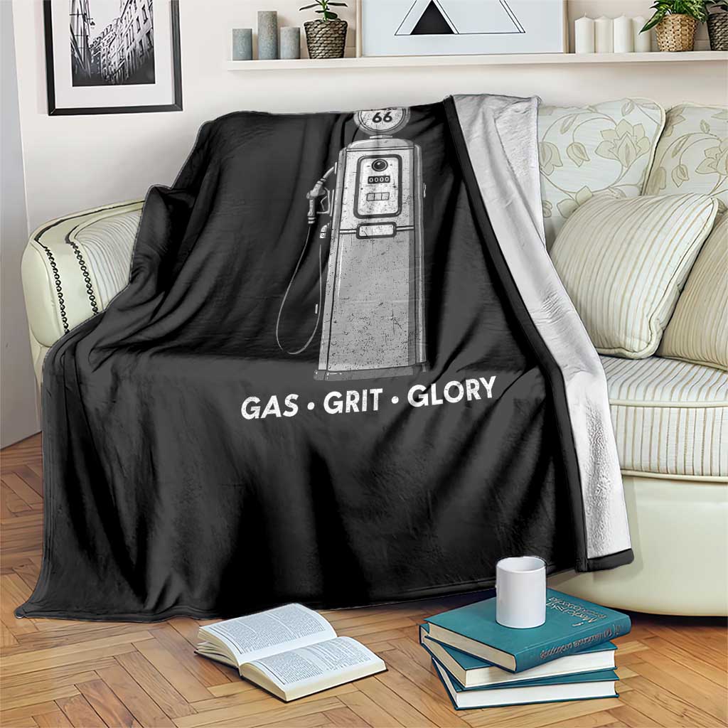 Route Highway 66 Americana Road Trip Throw Blanket Gas Grill Glory