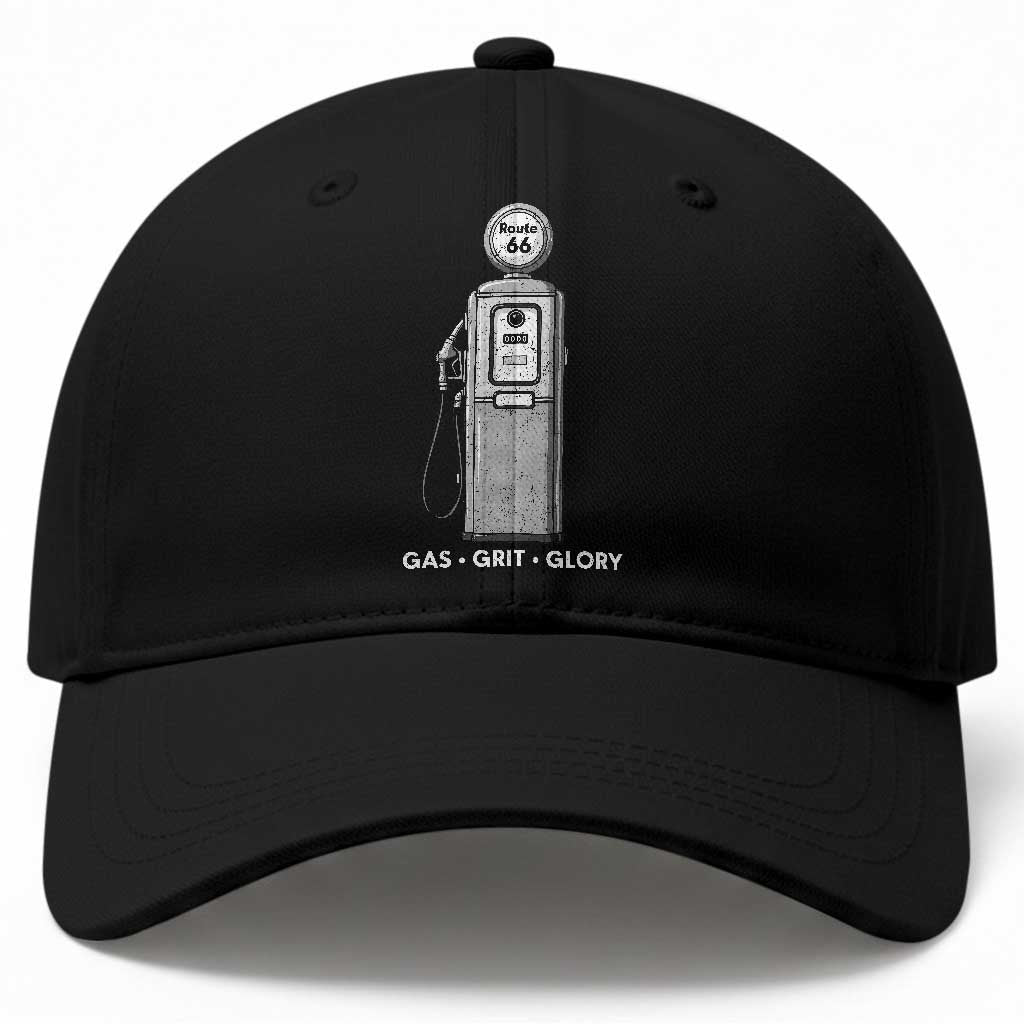 Route Highway 66 Americana Road Trip Baseball Cap Gas Grill Glory