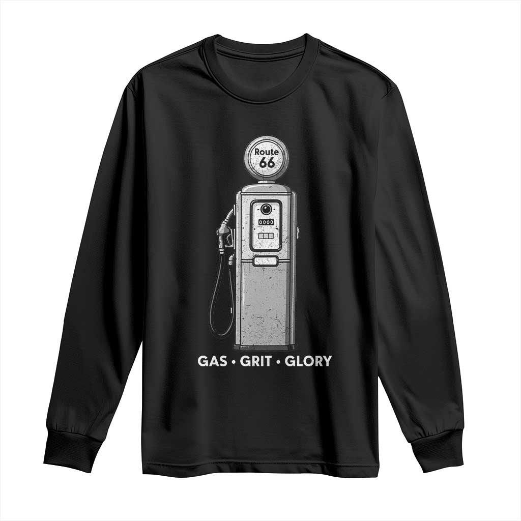 Route Highway 66 Americana Road Trip Long Sleeve Shirt Gas Grill Glory