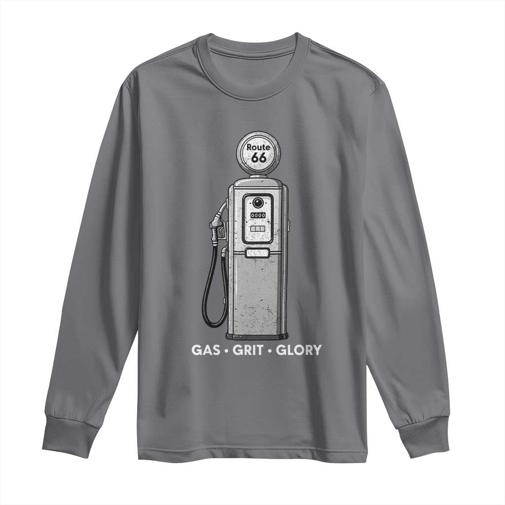 Route Highway 66 Americana Road Trip Long Sleeve Shirt Gas Grill Glory