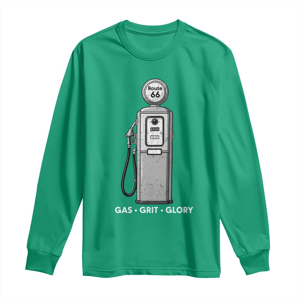 Route Highway 66 Americana Road Trip Long Sleeve Shirt Gas Grill Glory