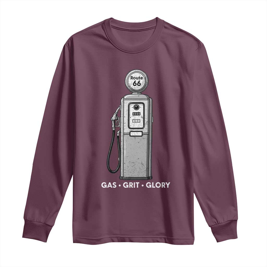 Route Highway 66 Americana Road Trip Long Sleeve Shirt Gas Grill Glory