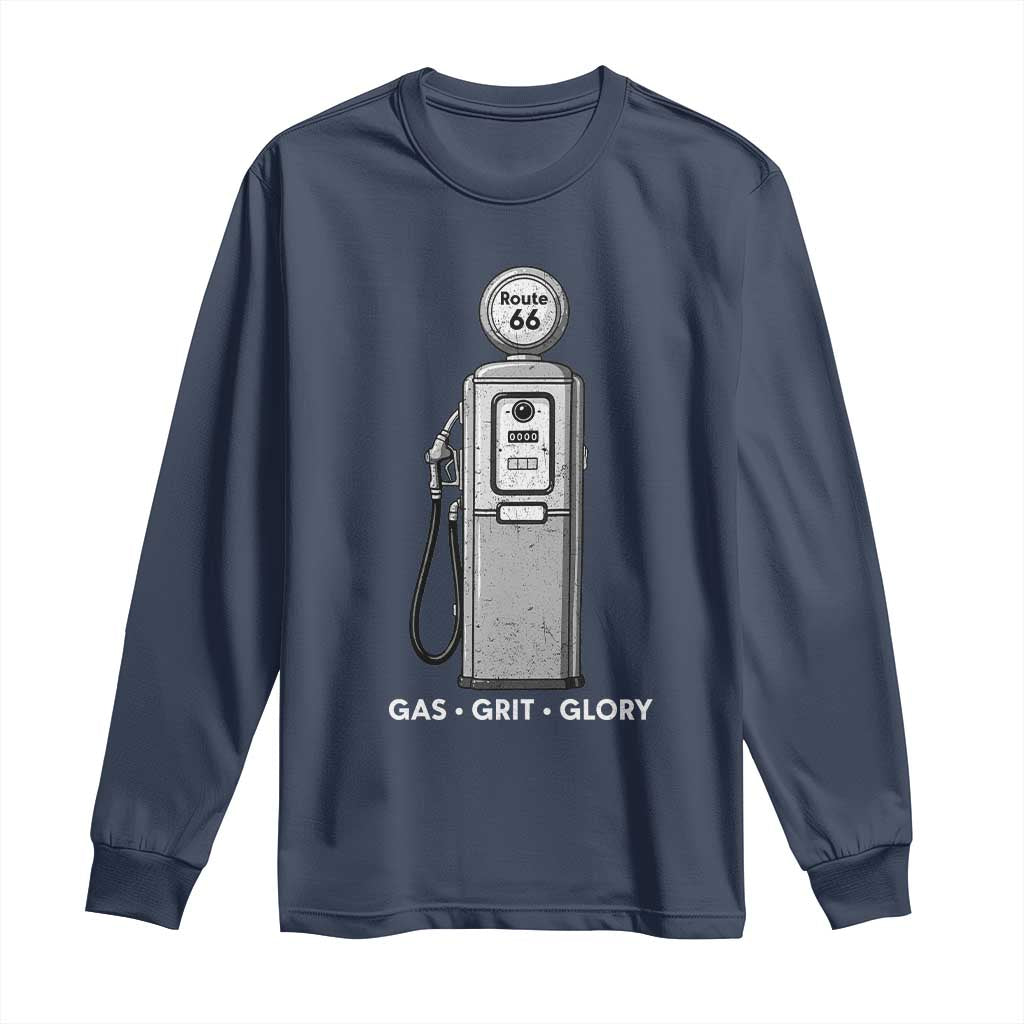 Route Highway 66 Americana Road Trip Long Sleeve Shirt Gas Grill Glory