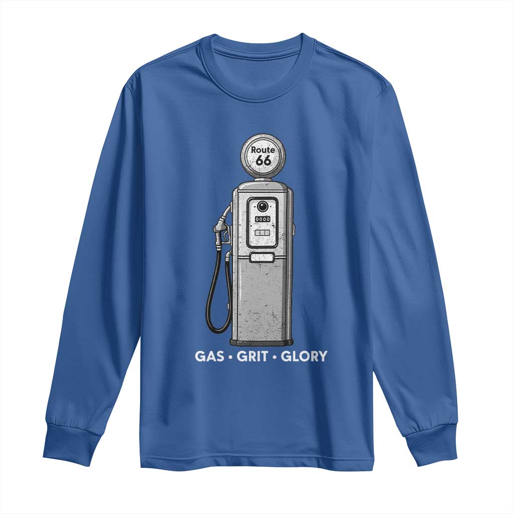 Route Highway 66 Americana Road Trip Long Sleeve Shirt Gas Grill Glory