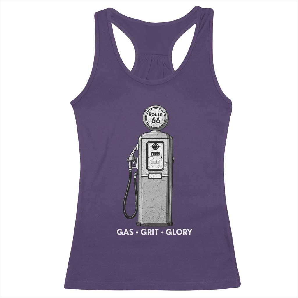 Route Highway 66 Americana Road Trip Racerback Tank Top Gas Grill Glory