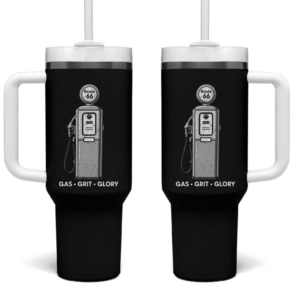 Route Highway 66 Americana Road Trip Tumbler With Handle Gas Grill Glory