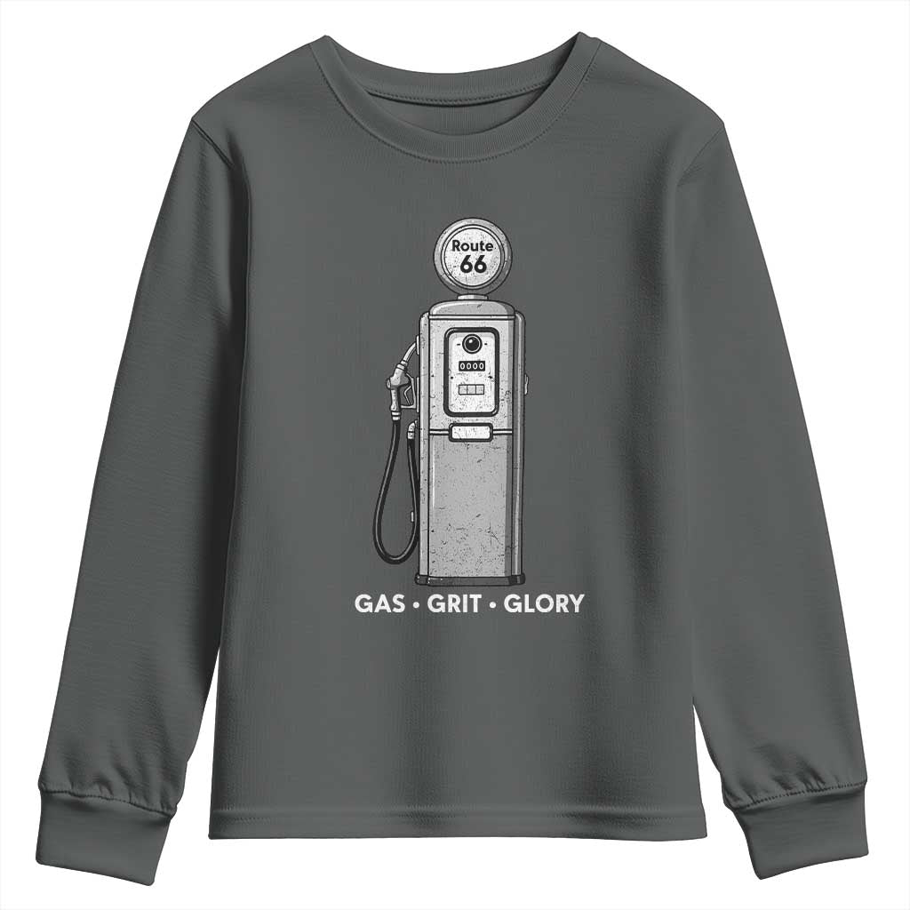 Route Highway 66 Americana Road Trip Youth Sweatshirt Gas Grill Glory