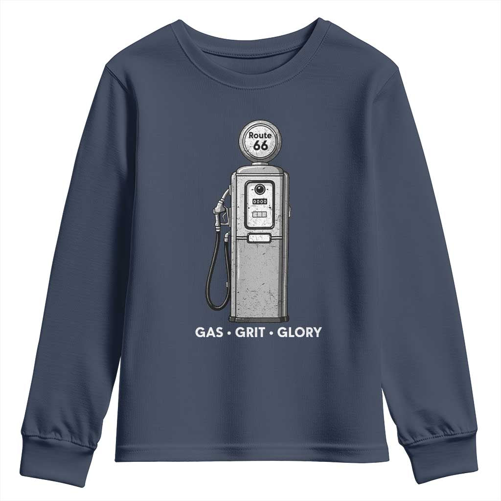 Route Highway 66 Americana Road Trip Youth Sweatshirt Gas Grill Glory