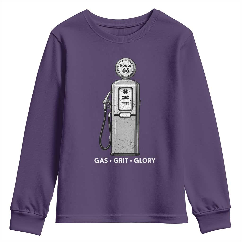 Route Highway 66 Americana Road Trip Youth Sweatshirt Gas Grill Glory