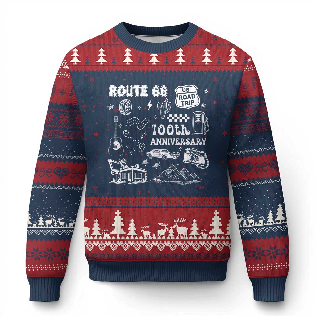 Route Highway 66 100th Anniversary Ugly Christmas Sweater The Mother Road Centennial
