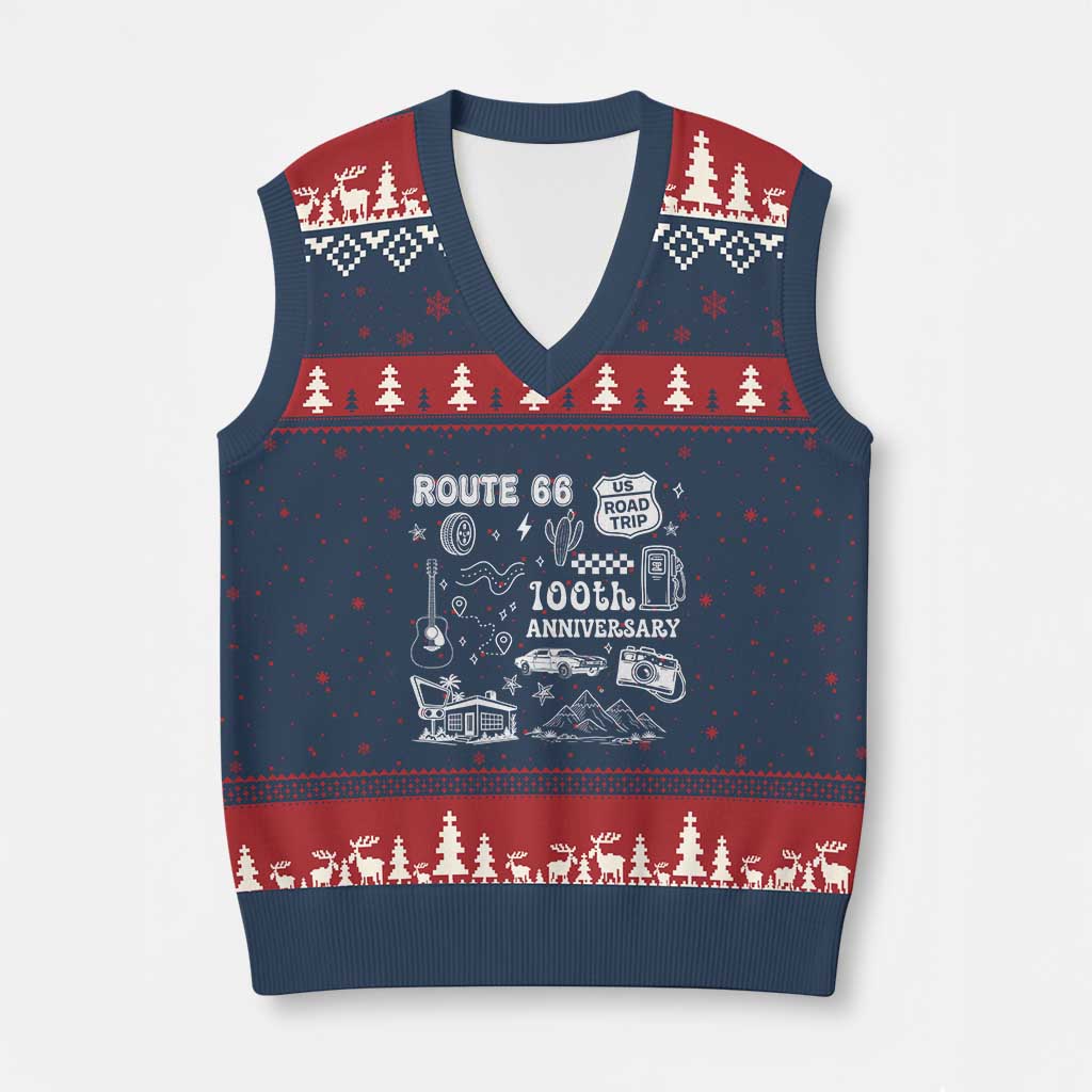 Route Highway 66 100th Anniversary V-Neck Knit Sweater Vest The Mother Road Centennial