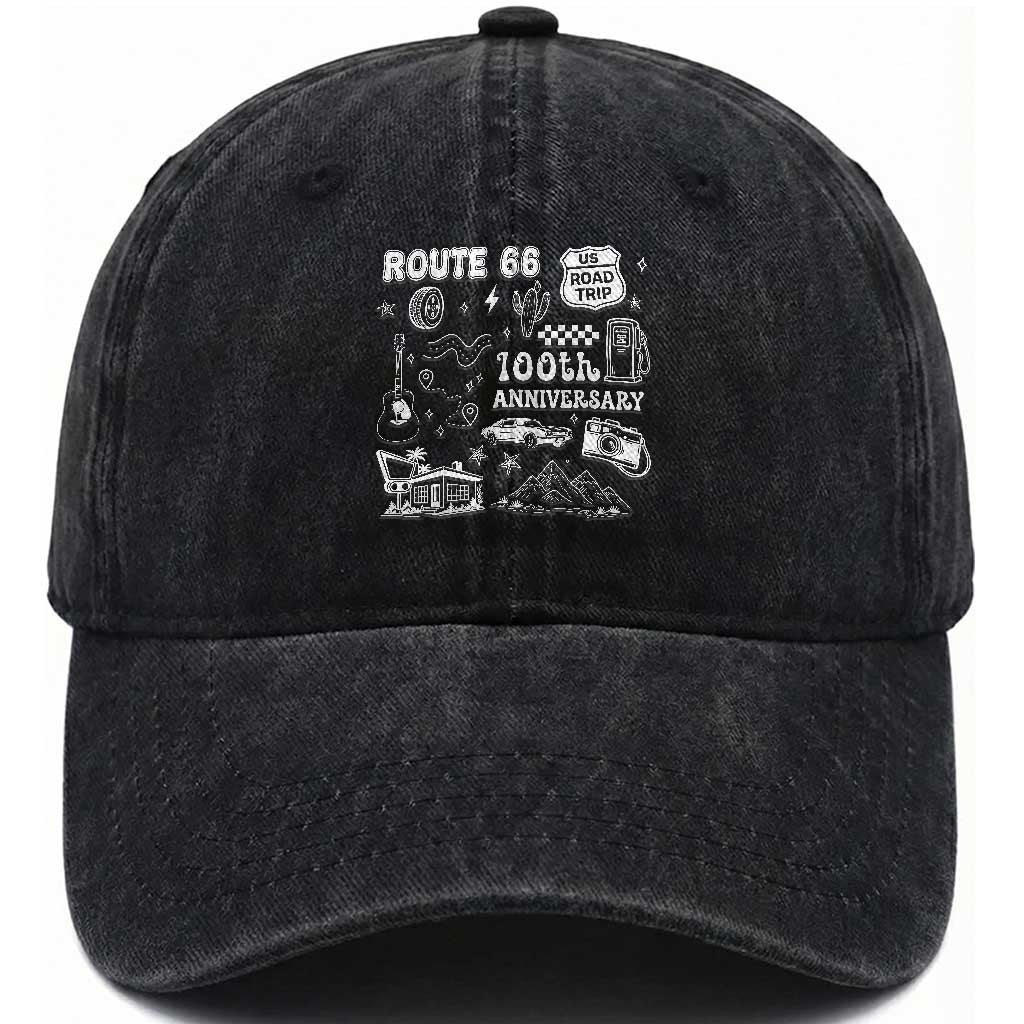 Route Highway 66 100th Anniversary Washed Cotton Baseball Cap The Mother Road Centennial