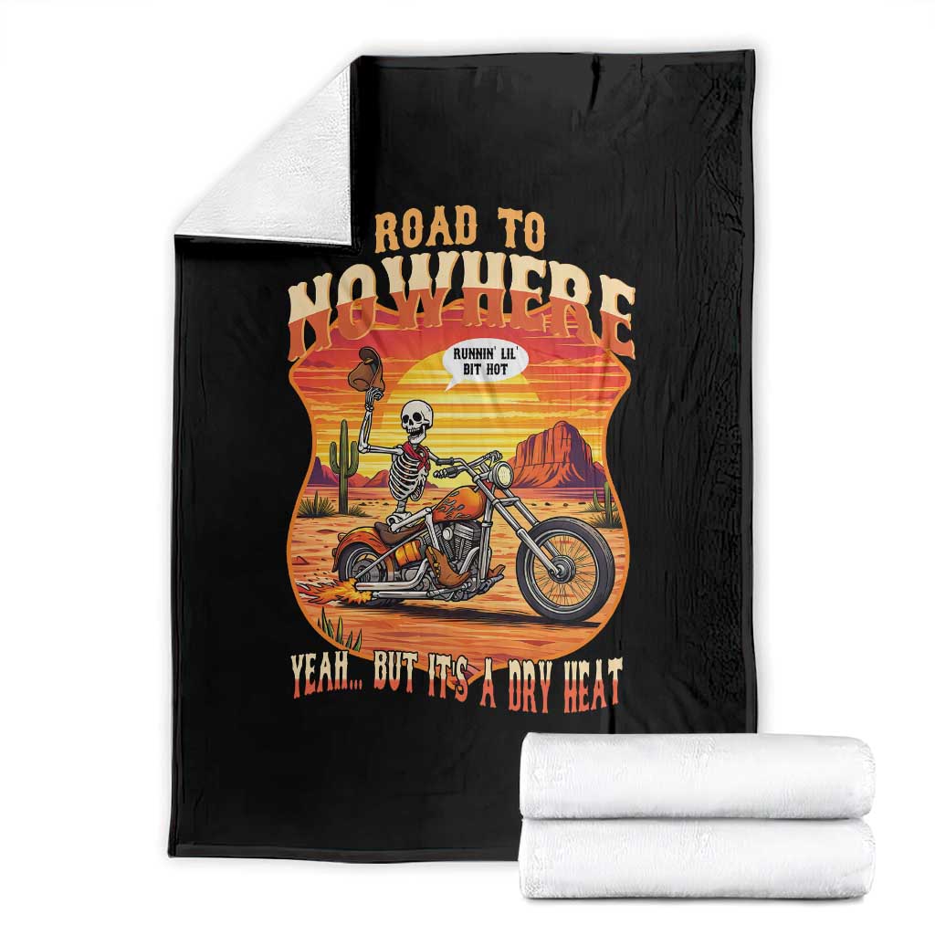 Funny Route Highway 66 Biker Skeleton Throw Blanket Road To Adventure