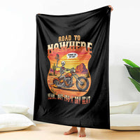 Funny Route Highway 66 Biker Skeleton Throw Blanket Road To Adventure