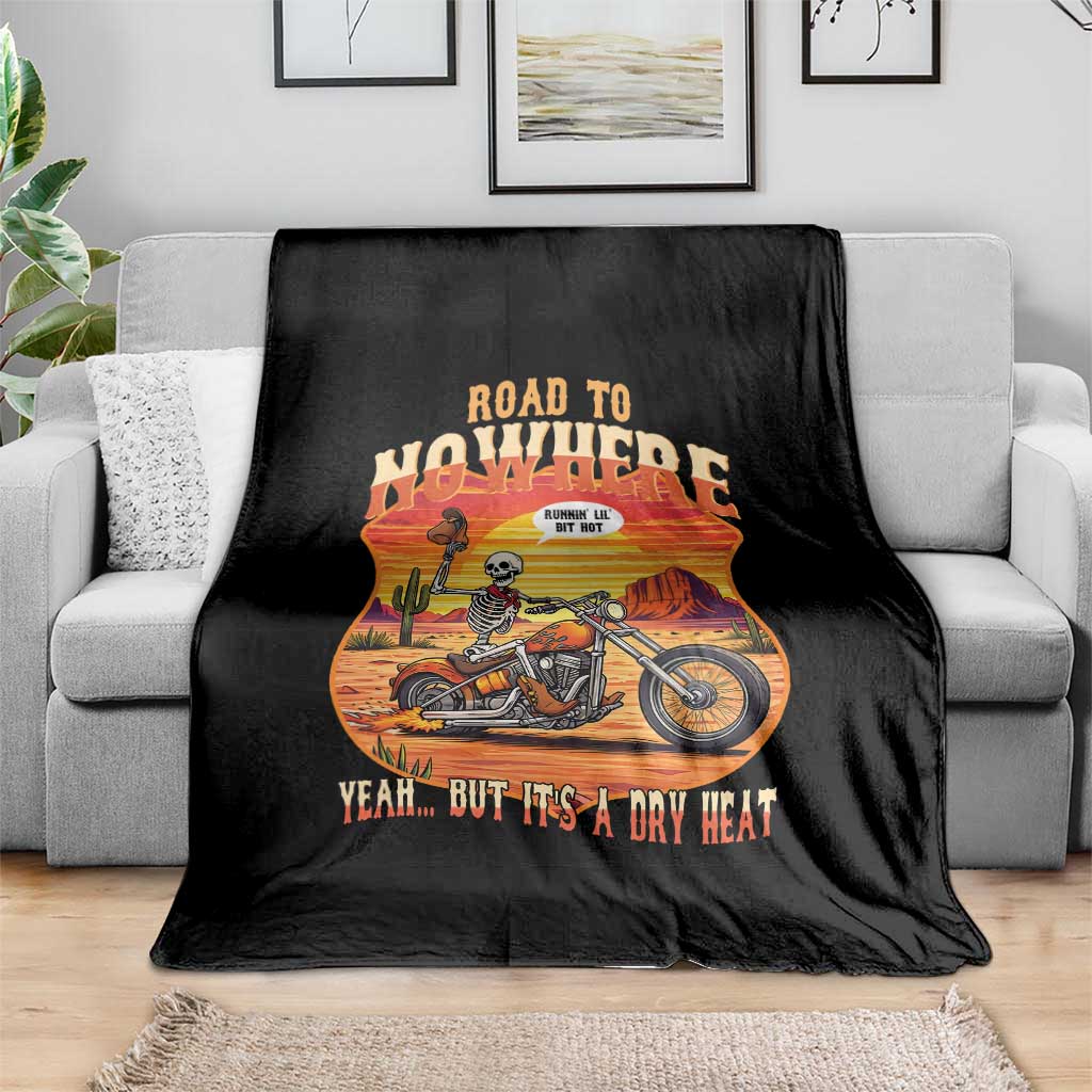 Funny Route Highway 66 Biker Skeleton Throw Blanket Road To Adventure