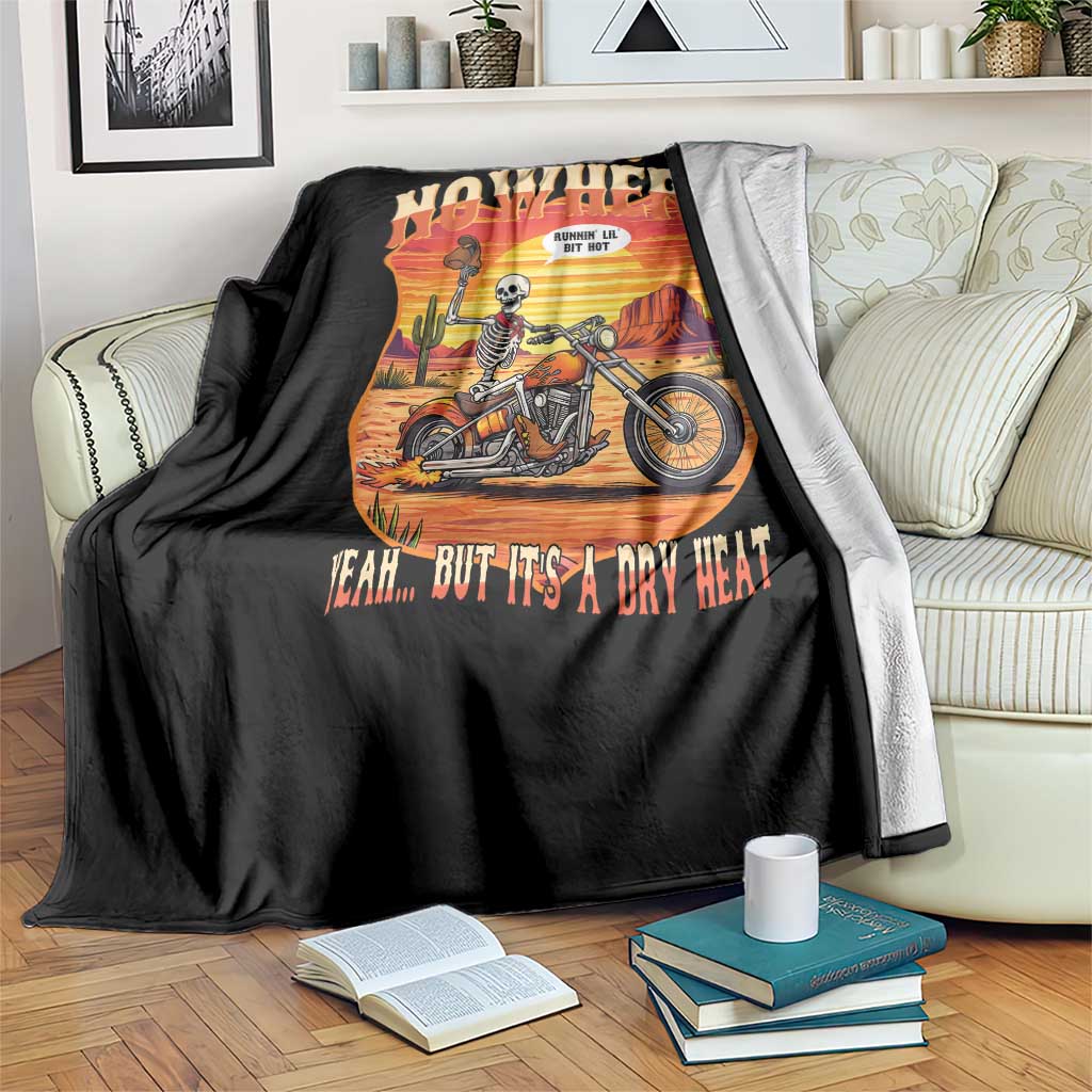 Funny Route Highway 66 Biker Skeleton Throw Blanket Road To Adventure