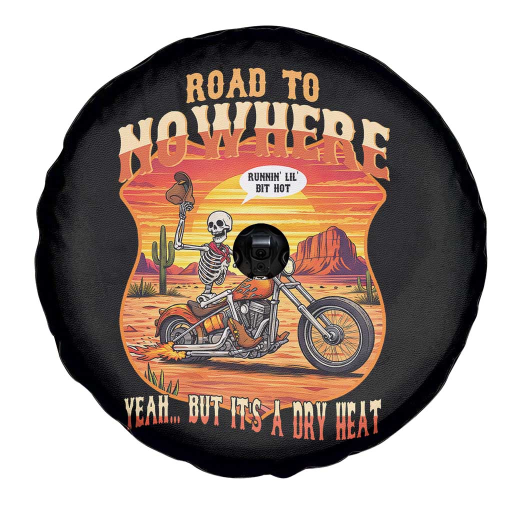 Funny Route Highway 66 Biker Skeleton Spare Tire Cover Road To Adventure