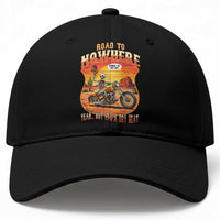 Funny Route Highway 66 Biker Skeleton Baseball Cap Road To Adventure
