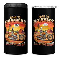 Funny Route Highway 66 Biker Skeleton 4 in 1 Can Cooler Tumbler Road To Adventure