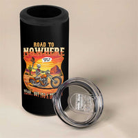 Funny Route Highway 66 Biker Skeleton 4 in 1 Can Cooler Tumbler Road To Adventure