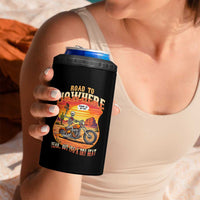 Funny Route Highway 66 Biker Skeleton 4 in 1 Can Cooler Tumbler Road To Adventure