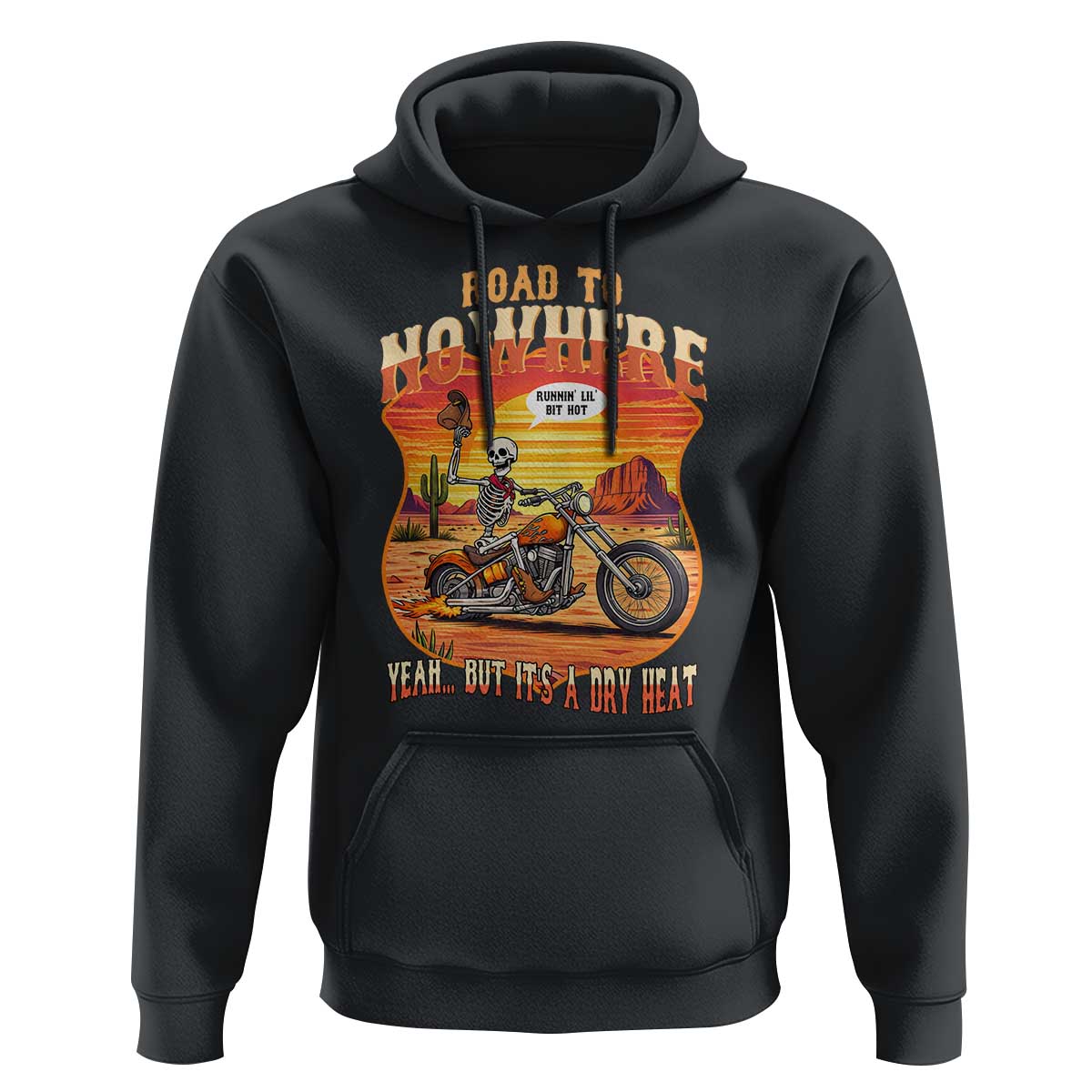 Funny Route Highway 66 Biker Skeleton Hoodie Road To Adventure